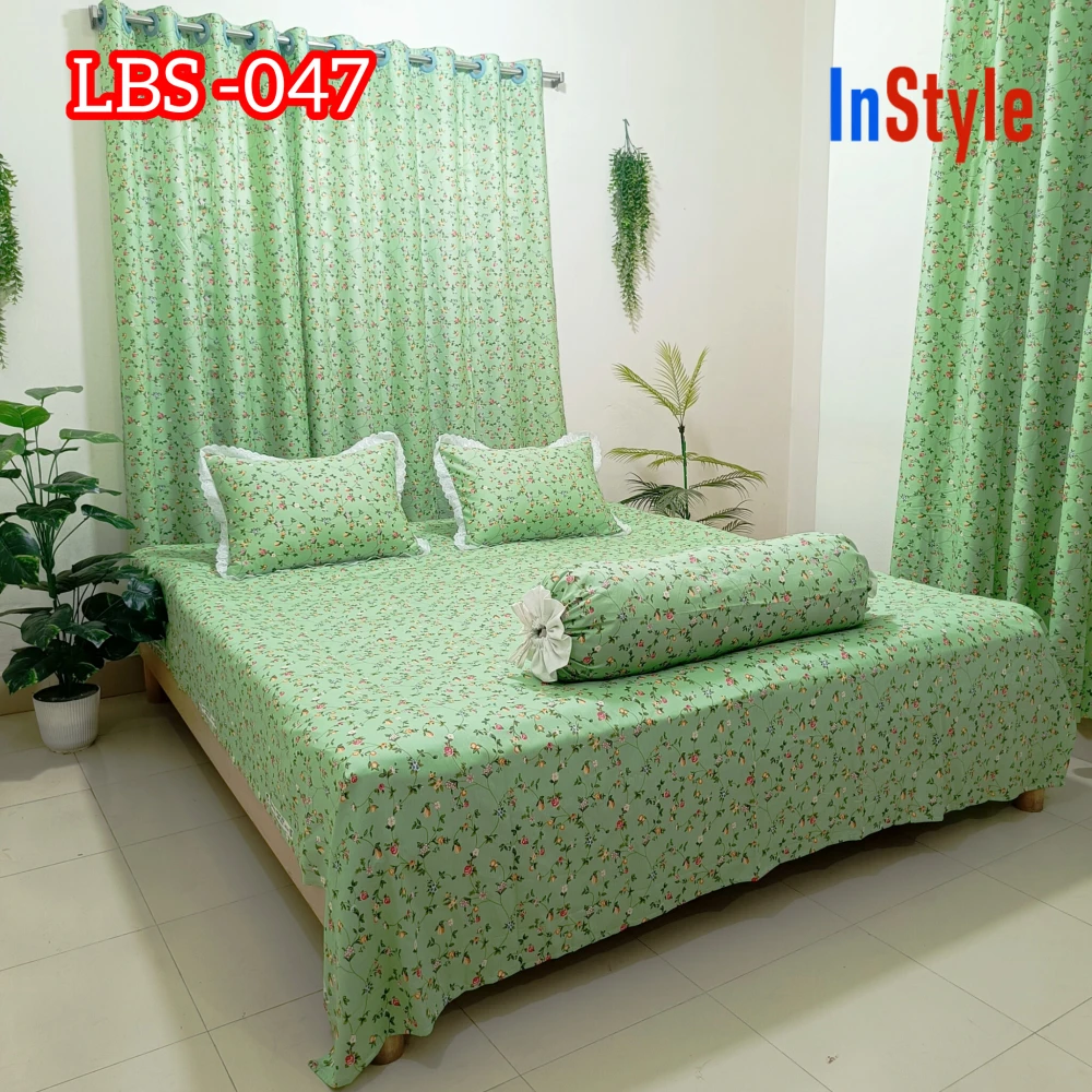 mint-green-base-with-all-over-ditsy-floral-printting-bedsheet-&-lace-trim-pillow-covers