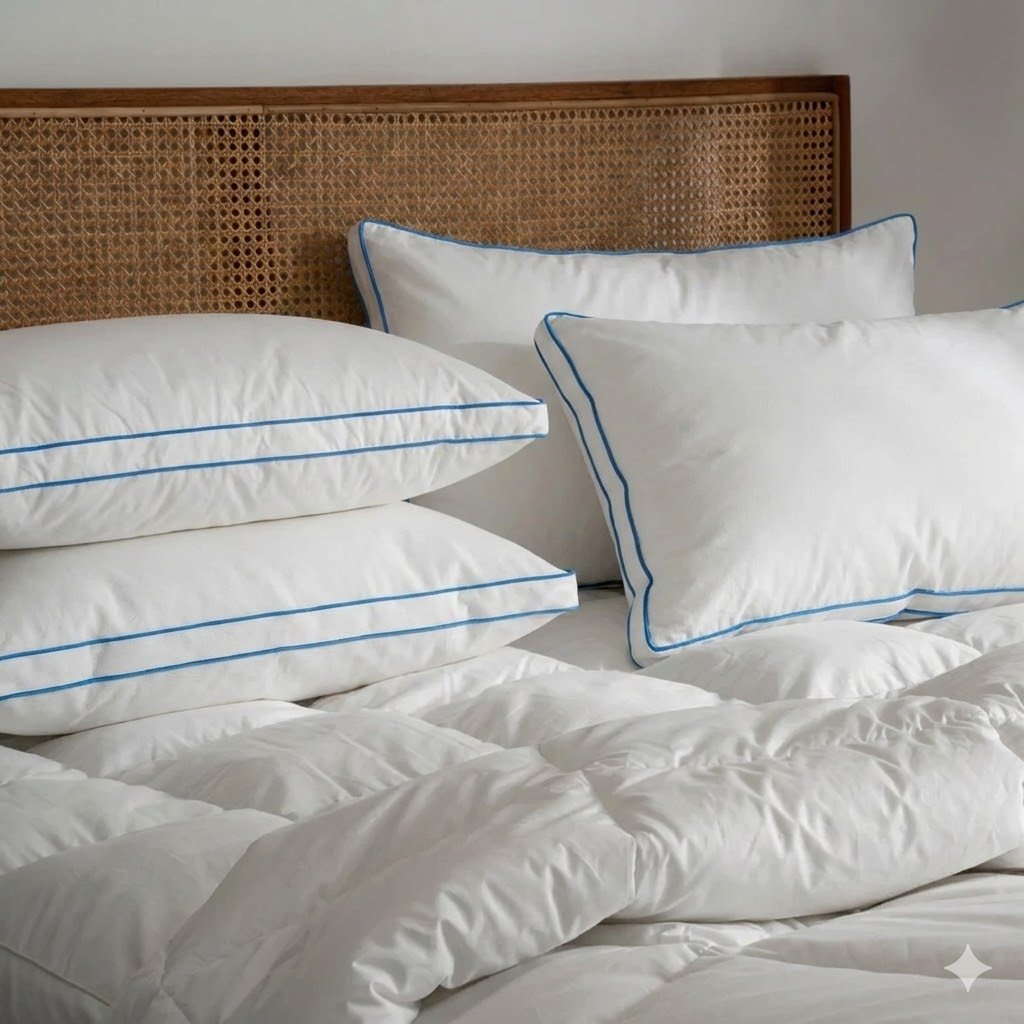 Luxury Shimul Tula Pillow with Twin Piping – 2 Pieces Set | Organic & Breathable