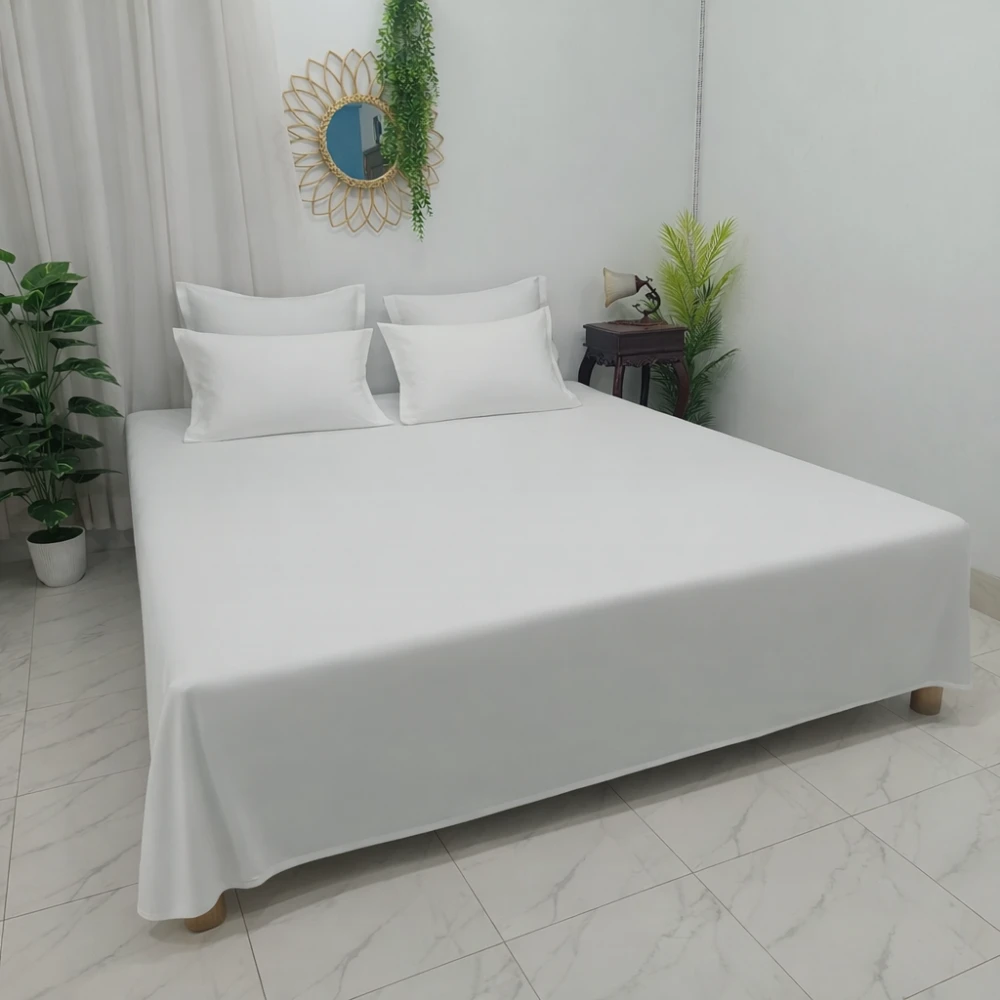 Snow White – Solid Color Cotton Bedsheet