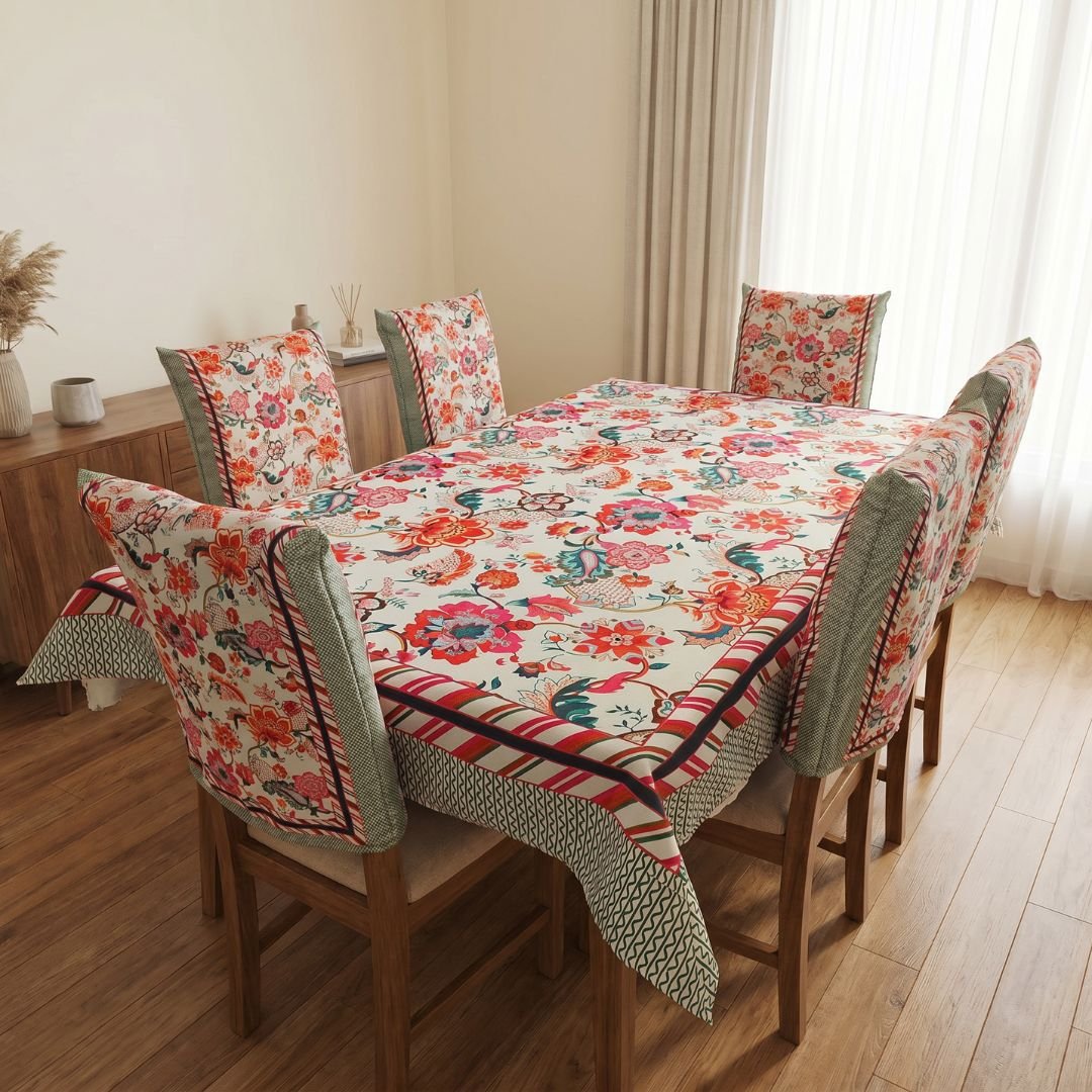 Imperial Garden Blossom 6 Seater Dining Table Cover Set