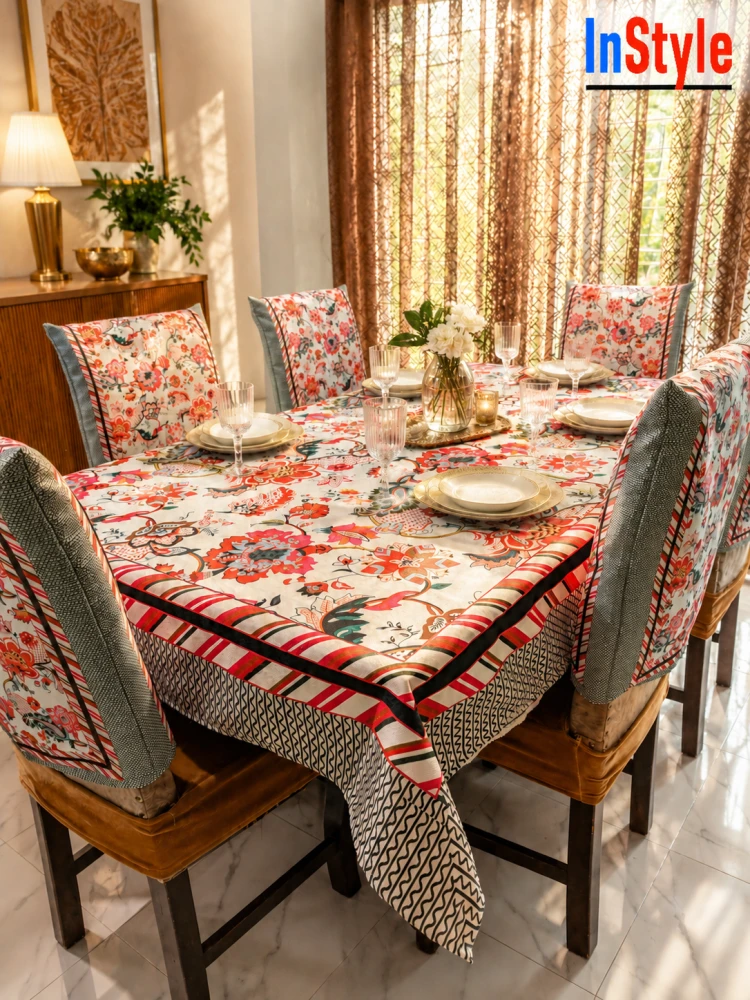 Imperial Garden Blossom 6 Seater Dining Table Cover Set