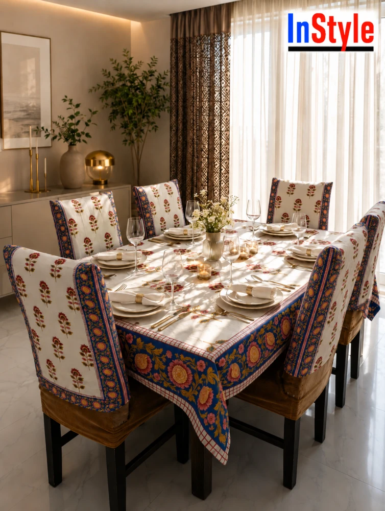 Crimson Rose Heritage 6 Seater Dining Table Cover Set